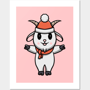 Cute Christmas Goat Posters and Art